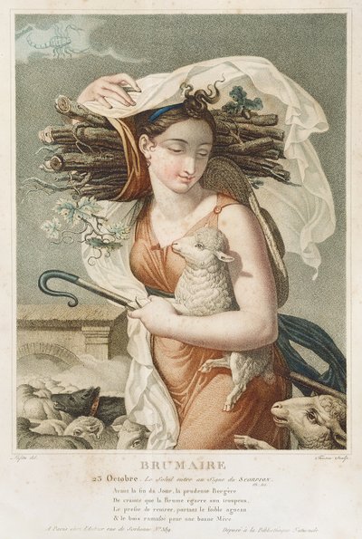 Brumaire (Oktober-November), zweiter Monat des republikanischen Kalenders, graviert von Tresca, Französisch, ca. 1794 von Louis Lafitte