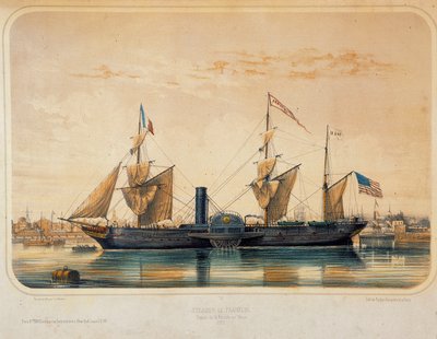 Dampfer „Franklin“ im Florida-Becken in Le Havre. Zeichnung von Louis Lebreton von Louis Le Breton