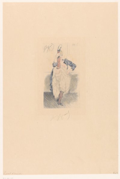 Cancan-Tänzerin mit gestrecktem Bein und Arm in der Hüfte von Louis Legrand (signed by artist)