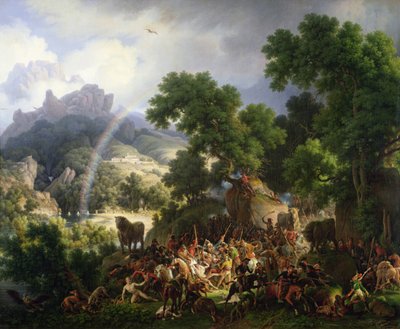 General Lejeune, gefangen genommen und von spanischen Guerillatruppen nackt ausgezogen, wird von Don Juan Padalea (