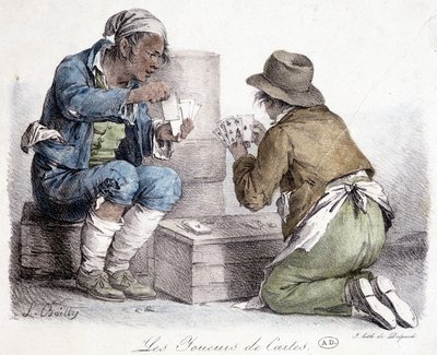 Die Kartenspieler, Gravur von L. Boilly, um 1820. von Louis Leopold Boilly