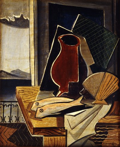 Tisch vor einem Balkon, 1926 von Louis Marcoussis