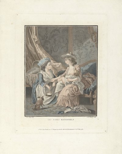 Mutter mit Kind und Dienstmädchen von Louis Marin Bonnet