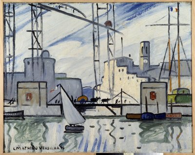 Marseille, die Fährbrücke Gemälde von Louis Mathieu Verdilhan (1875-1928) ca. 1918-1920 Musée Cantini, Marseille von Louis Mathieu Verdilhan