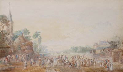 Der Herzog von Penthievre mit Benjamin Franklin an seiner rechten Seite bei einer Überprüfung seines Freiwilligenregiments neben seinem Schloss in Rambouillet von Louis Nicolas van Blarenberghe