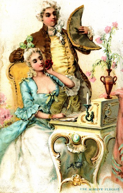 Eine blumige Botschaft: Werbung 1874. Zeichnung zugeschrieben Louis Paul Pierre Dumont-1822-18 von Louis Paul Pierre Dumont