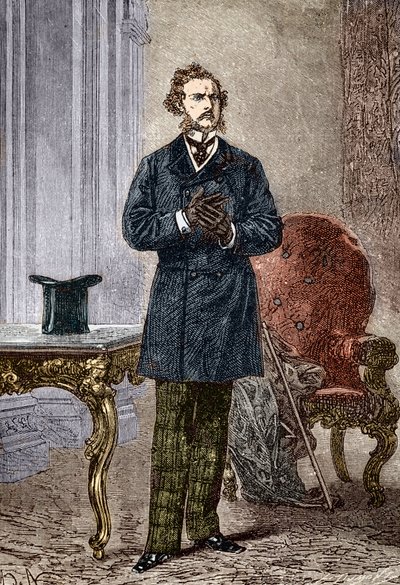 Porträt von Phileas Fogg, Charakter aus „In 80 Tagen um die Welt“ von Jules Verne, illustriert von Louis Paul Pierre Dumont (1822-1882) im Jahr 1872 von Louis Paul Pierre Dumont