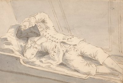 Schlafender Mann in einer Koje an Bord eines Schiffes von Louis Philippe Boitard