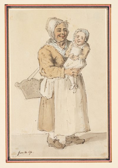 Studie einer Frau und eines Kindes nach dem Leben gezeichnet von Louis Philippe Boitard