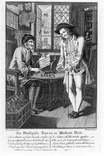 Die Krankenschwester des Verlorenen oder Moderner Erbe, veröffentlicht 1750 von Louis Philippe Boitard