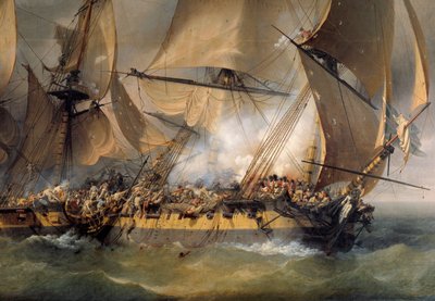 Schlacht zwischen der französischen Fregatte La Bayonnaise und der englischen Fregatte L
