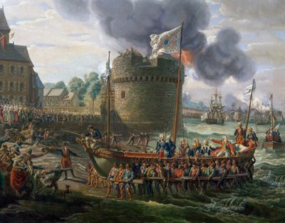 Ludwig XVI. besucht den Hafen von Cherbourg, 23. Juni von Louis Philippe Crepin