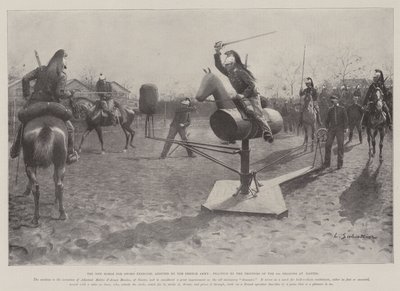 Das neue Pferd für das Schwerttraining, angenommen von der französischen Armee, Übung durch die Soldaten der 3. Drachen in Nantes von Louis Remy Sabattier