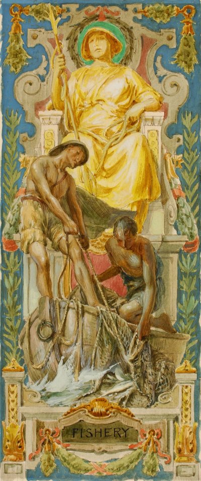 Fischerei (Studie für Panel, Altes Senatsbürogebäude) von Louis Schaettle