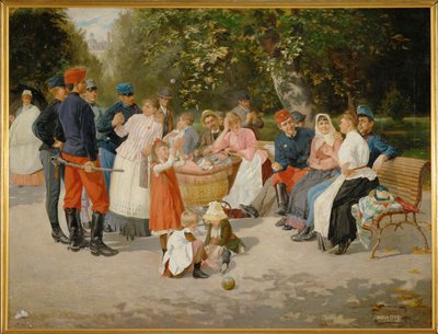 Kindermädchen im Park von Louis Uhl