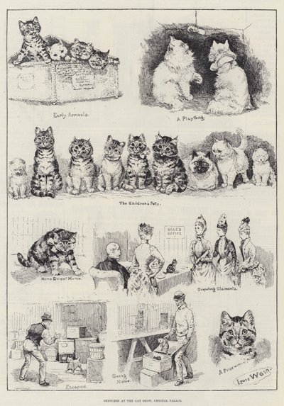 Skizzen auf der Katzenausstellung, Crystal Palace von Louis Wain