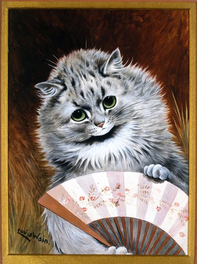 Die Kokette mit dem Fächer von Louis Wain