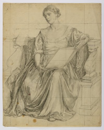 Ohne Titel (Sitzende drapierte weibliche allegorische Figur) von Louise Cox