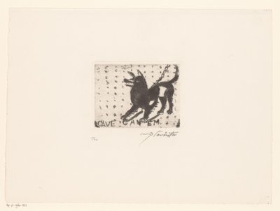 Belleneder Hund (Cave Canem) von Lovis Corinth (signed by artist)