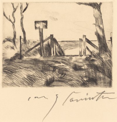 Brücke mit Schild, 1916 von Lovis Corinth