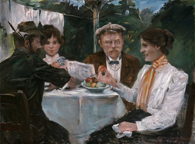 Frühstück in Max Halbes Garten von Lovis Corinth