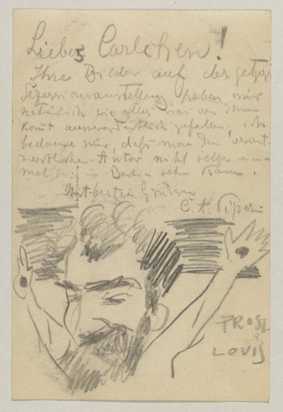 Lovis Corinth an Carl Strathmann: Postkarte, Poststempel 16. Januar 1903 von Lovis Corinth