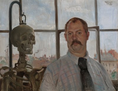Selbstbildnis mit Skelett von Lovis Corinth