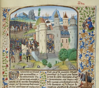 Der französische Versuch, Calais von England zurückzuerobern, 1350 von Loyset Liedet
