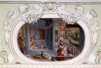Szenen von Bad und Verführung. Fresko von Luca Cambiaso von Luca Cambiaso