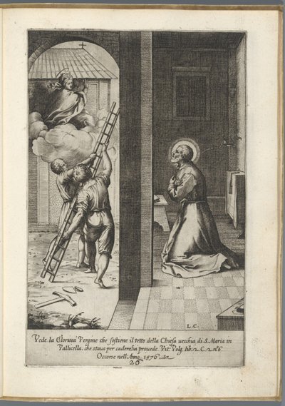 Filippo Neri sieht Maria das Dach der Santa Maria in Vallicella tragen von Luca Ciamberlano