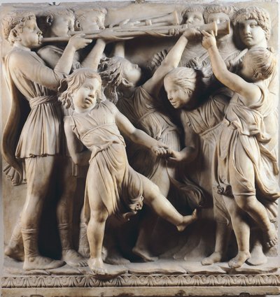 Kinder und Putten tanzen, singen und spielen, Detail aus Cantoria (Chorgalerie) von Luca Della Robbia