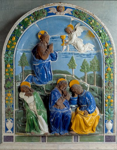 Christus am Ölberg. Keramik bemalt und glasiert von Luca della Robbia (15. Jahrhundert), Paris, Louvre von Luca Della Robbia