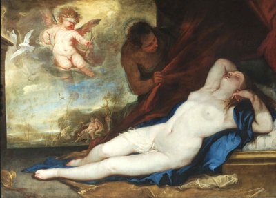 Schlafende Venus, Amor und Satyr, um 1670 von Luca Giordano