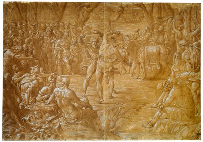 Der Kampf zwischen Entellus von Sizilien und Dares von Troja, ca. 1544 von Luca Penni