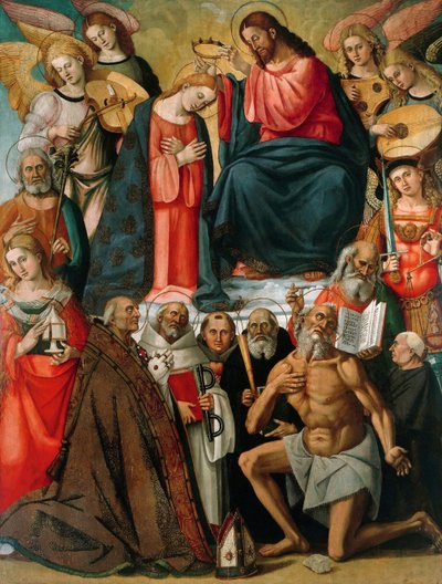 Krönung der Jungfrau mit Engeln und Heiligen, 1523 von Luca Signorelli