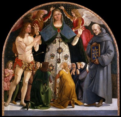 Madonna der Barmherzigkeit und die Heiligen Sebastian und Bernardino da Siena, ca. 1490 von Luca Signorelli