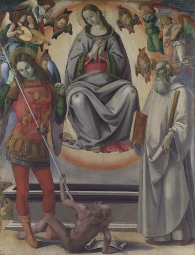 Mariä Himmelfahrt mit den Heiligen Michael und Benedikt, ca. 1493-96 von Luca Signorelli