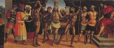 Die Geißelung: Predella des Altars der Dreifaltigkeit (Detail) von Luca Signorelli