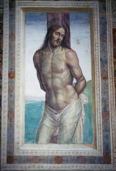 Die Geißelung Jesu, Fresko von Luca Signorelli, Monte Oliveto Maggiore Abtei, Toskana, Italien von Luca Signorelli