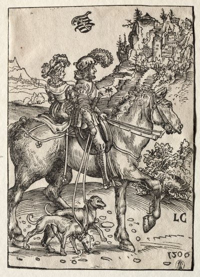 Ein Herr und eine Dame reiten zur Jagd von Lucas Cranach the Elder