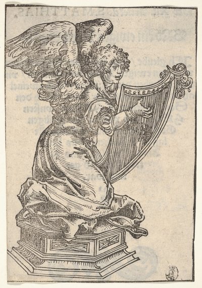 Eine Silberstatuette eines Engels, der die Harfe spielt, aus der Großen Serie der Wittenberger Reliq..., 1509 von Lucas Cranach the Elder