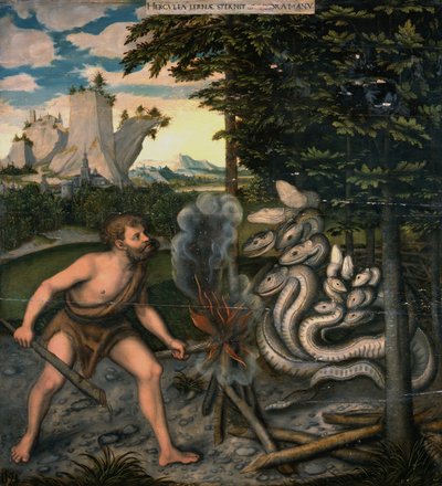 Herkules und die Lernaische Hydra aus den Arbeiten des Herkules von Lucas Cranach the Elder