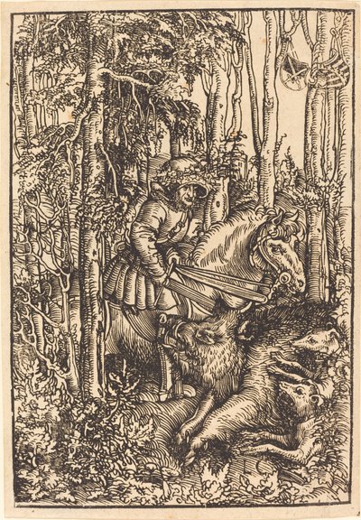 Jäger zu Pferd jagt einen Wildschwein von Lucas Cranach the Elder