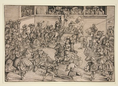 Das zweite Turnier (mit dem Wandteppich von Samson und dem Löwen) von Lucas Cranach the Elder