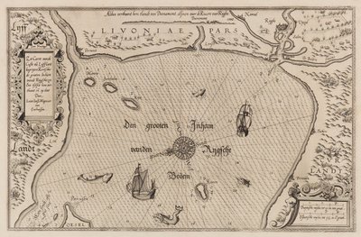 Seekarte des Golfs von Riga, Kartographie von Lucas Jansz. Waghenaer
