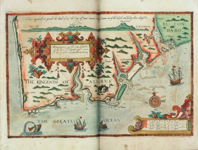 Eine Beschreibung der Küsten des Landes Algarbe und eines Teils des Condado mit ihrer Darstellung und Öffnung, ca. 1588 (Zeichnung) von Lucas Janszoon Waghenaer
