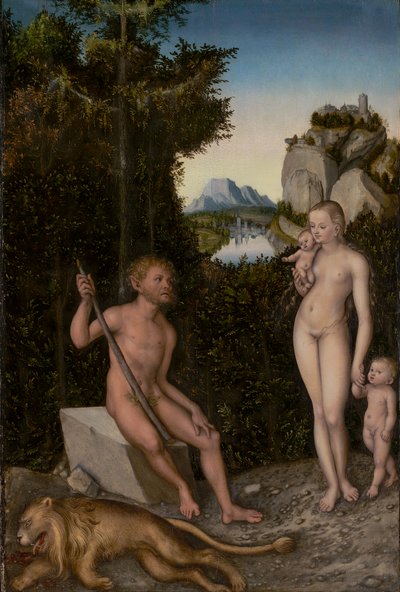 Ein Faun und seine Familie mit einem erlegten Löwen, ca. 1526 von Lucas the Elder Cranach