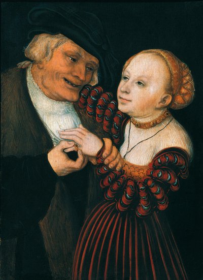 Der Alte und das Mädchen, c.1530 (Öl auf Leinwand) von Lucas the Elder Cranach