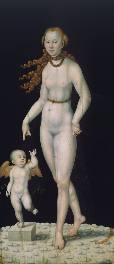 Venus und Amor, auf Tafel gemalt von Lucas the Younger Cranach