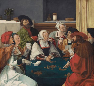 Die Kartenspieler, wahrscheinlich ca. 1550-99 von Lucas van (after) Leyden